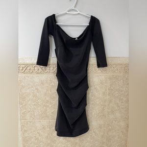 Nicole Miller Black Off Shoulder Artelier Dress